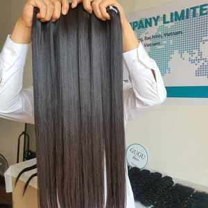 Paquetes de cabello humano de 16 pulgadas Vietnam Bone Straight Super Double Drawn Raw Hair con cierre de encaje HD - Product Image 2