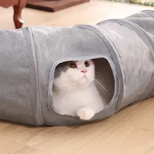 Tunnel de chat pliable pour animaux de compagnie pour chats d'intérieur, tunnel de jeu de jouets pour chats en daim durable avec balle de jeu