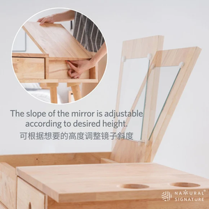 Tocador de Madera con Espejo Ajustable y Organizador de Almacenamiento para Maquillaje y Secador de Pelo, Fabricante de Muebles de Primera Calidad en Malasia - Product Image 4