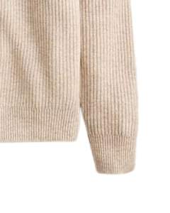 Pull en maille à col montant pour homme, personnalisé par le fabricant, beige clair, texture côtelée, col haut, chaud, décontracté, pour l'hiver, personnalisé - Product Image 6