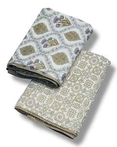 Handmade Indian Block Printed Quilt Reversible 2-Piece Bedspread for Queen Size Beds Soft <b>Blanket</b> for Home Decor and Hotels - Product Image 1