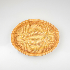 Venta al por mayor de bandejas redondas de bambú de Vietnam hechas a mano respetuosas con el medio ambiente bandeja ovalada con borde de ratán para la decoración del hogar-SR2088 - Product Image 4