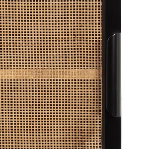 ตู้เก็บของไม้และหวายสีดำพร้อมชั้นวางทันสมัยประหยัดพื้นที่เก็บของสำหรับห้องน้ำห้องครัวและห้องนั่งเล่น - Product Image 6