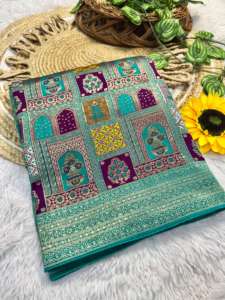 Reine Viskose Soft <span class=keywords><strong>Kolkata</strong></span> Meena Silk Zari Web-<span class=keywords><strong>Saree</strong></span>-Kollektion für Erwachsene - Product Image 5