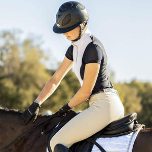 Veste athlétique légère pour femme avec manches courtes et fermeture éclair/bouton Veste d'équitation équestre chaude - Product Image 1