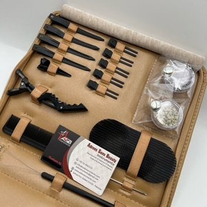 Kit de herramientas de extensión de cabello negro mate, venta al por mayor, alicates de extensión de cabello de acero inoxidable con logotipo personalizado con escudo, Clips y cuentas - Product Image 6