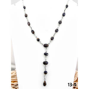 Collar Hecho a Mano del Suroeste, Plata de Ley Black Jack, con Ágata en Forma de Gota, Engastada en Bisel, Cadena de Caja Bañada en Rodio, Estilo Moderno - Product Image 2