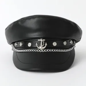 Casquette de Style uniforme en laine plate casquette structurée réglable personnalisée pour hommes chapeau à bords inspiré des officiers pour tenue décontractée formelle - Product Image 1