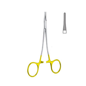 Poignées légères en forme d'anneau plaquées or Porte-aiguilles VASCULAIRES dentelés en croix Pince à aiguille de microchirurgie - Product Image 1