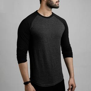 2024เสื้อยืด Raglan สำหรับผู้ชายสีดำสีดำย้อมสีพิมพ์ลายบล็อกสีดำย้อมสี - Product Image 6