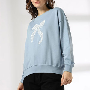 Los más vendidos de calidad en blanco de lana de gran tamaño OEM de tamaño real de impresión personalizada Logo cuello redondo MOQ sudadera de mujer - Product Image 1