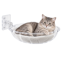 Hamac carré en peluche crème Yangyangpet avec rebord surélevé pour chat, idéal comme perchoir de bureau