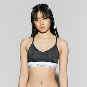 Adults Sekoya Print Women Heat-transfer Printing Breathable Plain Dyed SanAmoreZ Sekoya Sports Bra <b>Black</b> Dot Print - Product Image 4