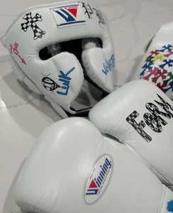 Gants de boxe de haute qualité, fabriqués sur mesure, en cuir véritable, ensemble d'entraînement, design unique, lacés, légers, avec cœur chromé - Product Image 4