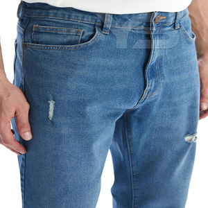 กางเกงยีนส์แฟชั่นผู้ชายคุณภาพสูงผ้าเดนิมซักแบบเรียบง่ายเอวกลางสำหรับทุกฤดูกาล - Product Image 3