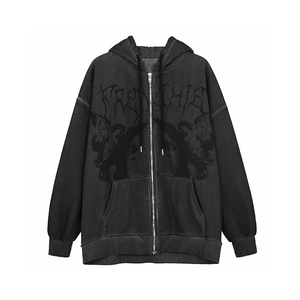 Sudadera con Capucha Personalizada con Estampado de Pantalla y Logotipo, Sudadera con Capucha de Algodón Vintage con Cierre para Hombre - Product Image 2