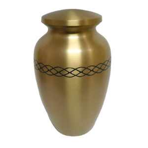 Grande urne funéraire Olympia en laiton doré avec motif noir pour cendres d'adultes, commémorative, avec gravure personnalisée en option - Product Image 1