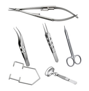 Ensemble d'instruments chirurgicaux ophtalmiques en acier inoxydable, manuel, certifié CE Classe I, pour utilisation en salle d'opération - Product Image 4
