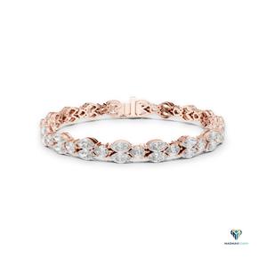 9.02 CT Rose <b>Gold</b> Marquise and Pear Lab Grown Diamond Bracelet in 18K <b>Solid</b> <b>Gold</b> - Product Image 1