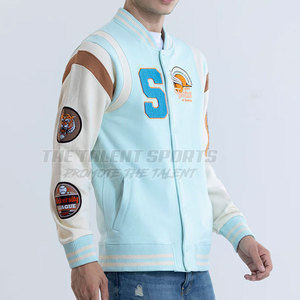 Veste de style universitaire pour homme, col montant, logo sur le devant, tissu en toile, légère, idéale pour l'hiver - Product Image 4