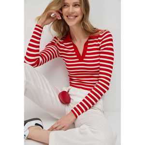 Pull en tricot rayé à col polo - Product Image 3