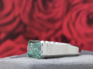 แหวนผู้ชายลายเพชรโมอิสสีฟ้า3.17 CT แหวนหมั้นและแต่งงานสำหรับเครื่องประดับแฟชั่นของผู้ชาย - Product Image 4