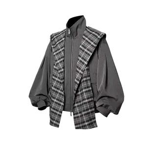 เสื้อฮู้ดผู้ชายทรงโอเวอร์ไซส์ผ้าคอตตอนพิมพ์ลายฟองน้ำกรดพลอยเทียมมีซิป - Product Image 3