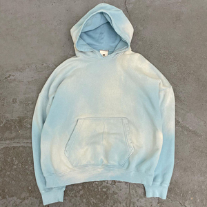 Haute qualité Vintage hommes lavé au soleil sweats à capuche personnalisé imprimé coton blancs français lavé à l'acide tissu pour l'hiver - Product Image 5