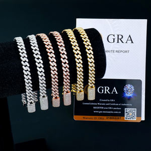 <span class=keywords><strong>Bracciale</strong></span> Cuban Link da <span class=keywords><strong>Uomo</strong></span> in Argento <span class=keywords><strong>925</strong></span> con Moissanite VVS, Stile Hip Hop, Completamente Iced Out, 6mm, Vendita all'Ingrosso Diretta dalla Fabbrica - Product Image 1