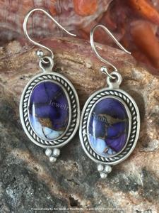 Purple Dahila <b>Copper</b> Turquoise Brass Hoops Earrings <b>Light</b> Weight Chunky Earrings for Women Ear <b>Wires</b> for Anniversaries - Product Image 2