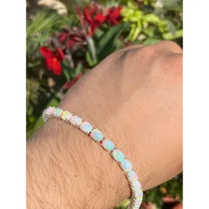 925 Silver Oval <b>Opal</b> Tennis <b>Bracelet</b> Fashionable Jewelry for Women - Product Image 5