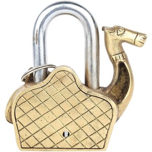 Camel Golden Brass Padlock with <b>Keys</b> Functional Working Collectible <b>Locks</b> for Gates Toolbox Luggage School Home Office Travel - Product Image 2