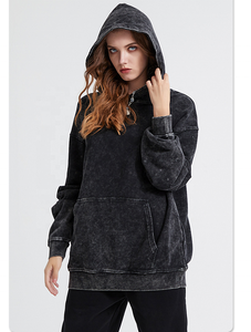 Sudadera con capucha de hombre personalizada, 80% algodón, con cremallera completa, lavado ácido y efecto vintage, para otoño, con acabado desgastado, para bordado, lisa - Product Image 2