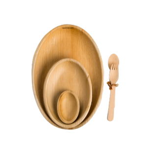 Bandeja/plato de elipse Areca ecológico compostable a granel para hoteles hogar cumpleaños eventos fiestas restaurantes - Product Image 3