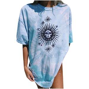 T-shirts pour femmes imprimés de logo personnalisé à manches courtes et col rond OEM Fabricant d'épaules tombantes respirant coupe ample du Bangladesh - Product Image 6