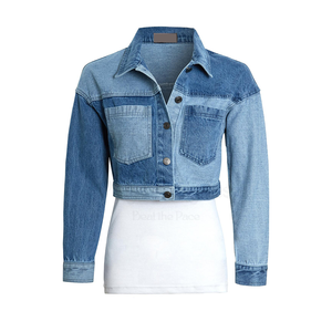 Chaqueta de motorista vaquera azul de invierno ajustada a la moda para mujer, acolchado de algodón, diseño acolchado con botones sólidos, piel de oveja transpirable - Product Image 3