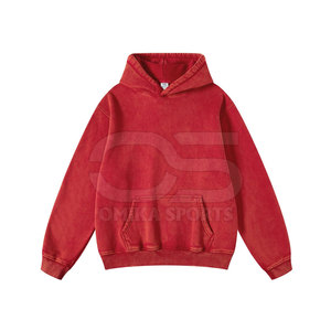 Sweat à capuche délavé à l'acide en coton mélangé pour hommes, style streetwear vintage avec poche kangourou et capuche - Product Image 1