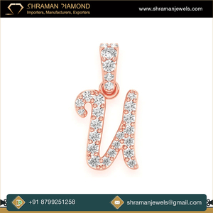 จี้เพชรธรรมชาติแท้รูปตัวยูตัวอักษร14K สีเหลืองทองแบบแฮนด์เมดเครื่องประดับทันสมัยออกแบบได้ตามต้องการ - Product Image 5