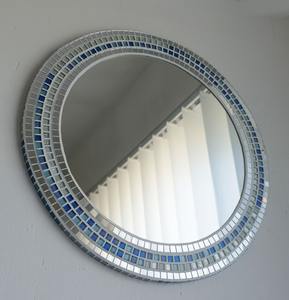 Cadre de miroir en mosaïque turquoise, taille personnalisée, multicolore, écologique, fait à la main, décoration murale moderne de style ferme, mariage, 4 pièces - Product Image 1