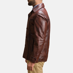 Chaqueta de moda para hombre de piel de vaca pura hecha en Pakistán disponible al mejor precio chaqueta marrón de cuero genuino logotipo personalizado OEM al por mayor - Product Image 4