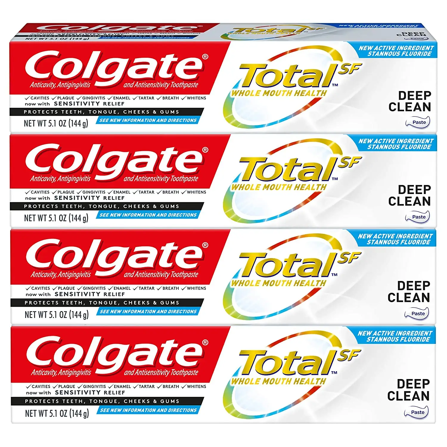 Colgate Total Toothpaste, Deep Clean - 5.1 Ounce (Gói 4 Cái)