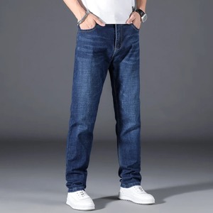 Celana Jeans bisnis kasual pria, celana panjang klasik ukuran besar <span class=keywords><strong>42</strong></span> 44 46 48 50 longgar Lurus meregang dalam warna hitam dan biru