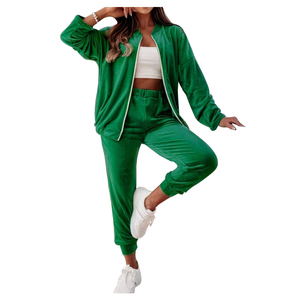 Nuevo Conjunto Deportivo de Terciopelo para Mujer, Diseño Personalizado, Conjunto Deportivo Sólido para Chicas - Product Image 5