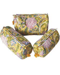 Organisateur de cosmétiques de voyage réutilisable en coton matelassé avec fermeture éclair |   Sac de rangement écologique - Product Image 4