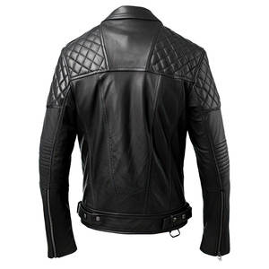 Veste en cuir pour hommes de conception personnalisée en gros de haute qualité en cuir de vache véritable en détresse noir avec col montant pour l'hiver - Product Image 5