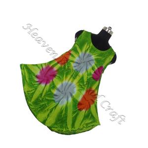 Indian Rayon Tie Dye Designer Kurta Ethnique Dames Robe attrayante tie dye longue ouverte maxi robe pour dames sans manches 100% rayonne - Product Image 3