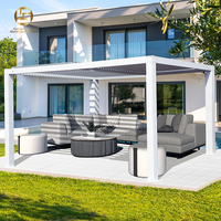 Pergola bioclimatique moderne en aluminium à lames orientables Fenêtres coulissantes rétractables Fonctionnement motorisé Éclairage LED pour balcon extérieur