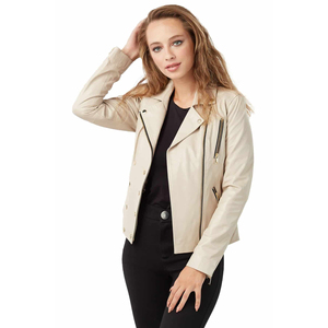 Chaqueta de cuero de moda de color blanco Venta al por mayor Precio bajo Mejor fabricación Chaqueta de cuero para mujer Diseño personalizado con servicio OEM - Product Image 3