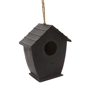 Maison d'oiseau suspendue en métal à la main à la mode pour accrocher métal gris 2 étages 24x15x26cm décoration fournitures pour animaux de compagnie - Product Image 3
