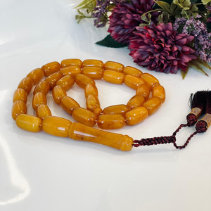 ลูกประคำอิสลามโบราณสีส้มอำพันทรงกระบอก - Product Image 4